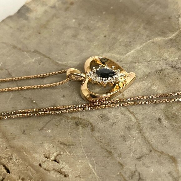 Ross-Simons Gold Vermeil Sterling Silver 925 Sapphire Heart Pendant Necklace 18" - Picture 5 of 16